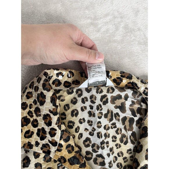 Exclusively Misook Leopard Print Zip Up Jacket Sparkle Paillette Size L - Picture 7 of 9